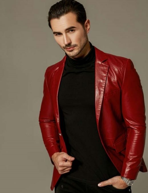 Red-Buttoned Blazer Jacket