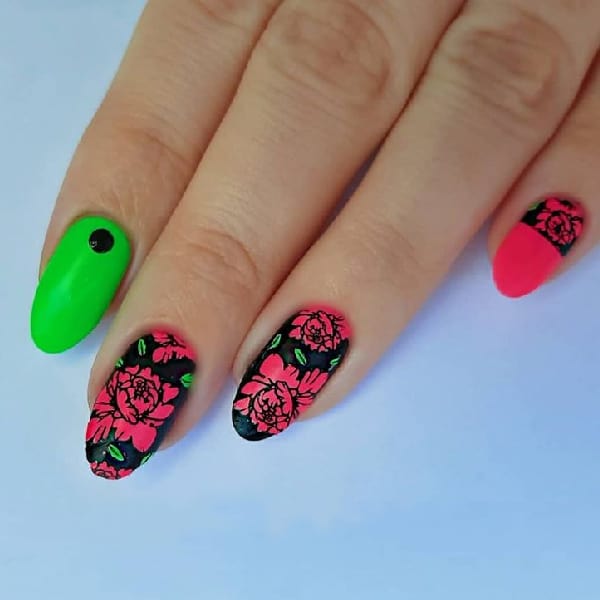 Rosey Pink with Neon Green