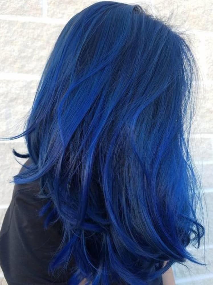 Black and Cobalt Blue Balayage