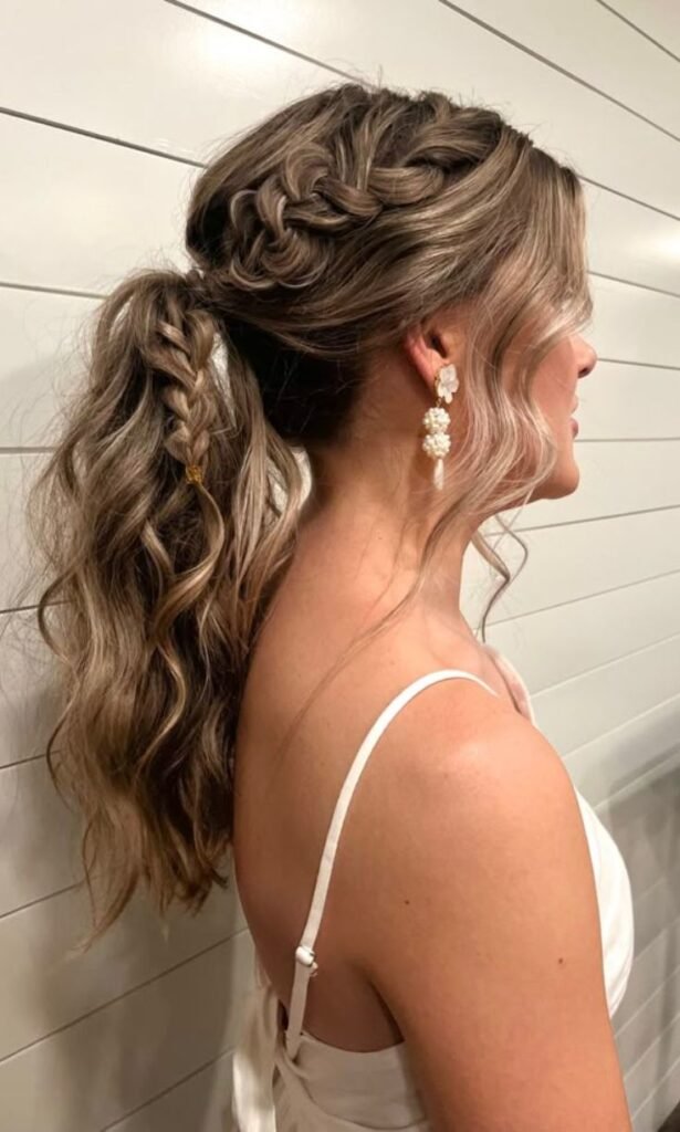 Large and Loose Braid with High Pony