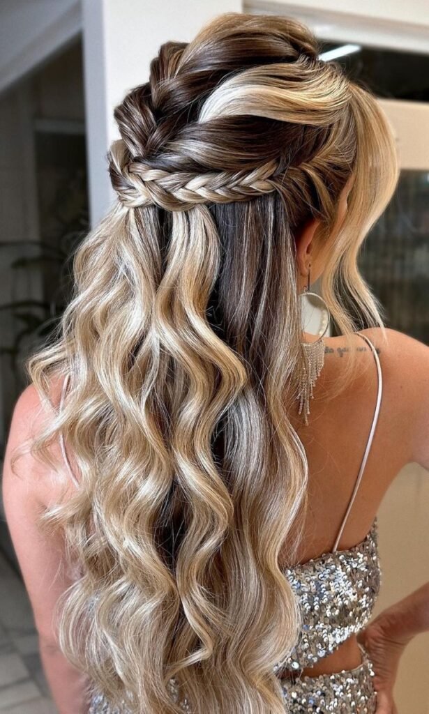 Perfectly Undone Half Braid Ponytail