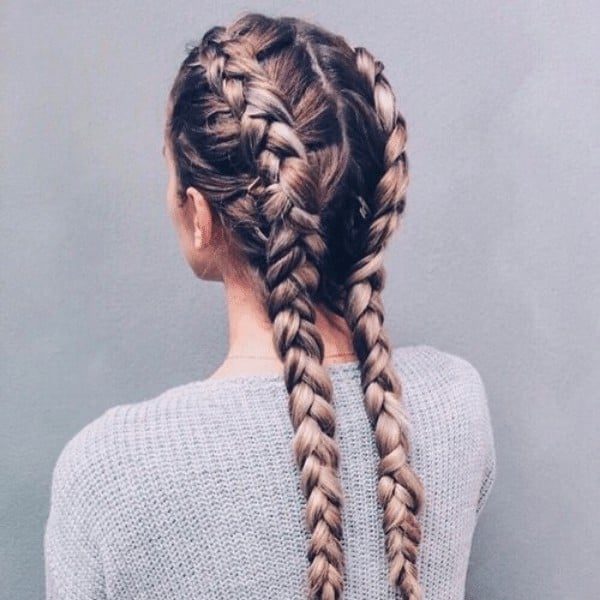 Double braided hairstyle