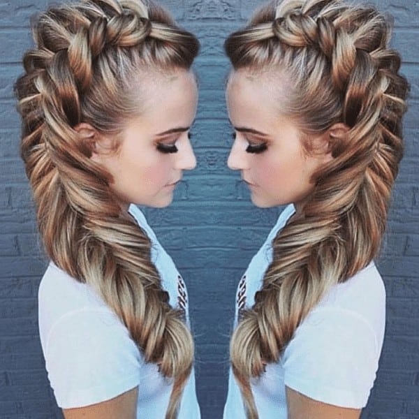 Mohawk braid along with fishtail