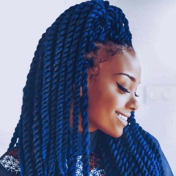 Pop of blue hairstyle