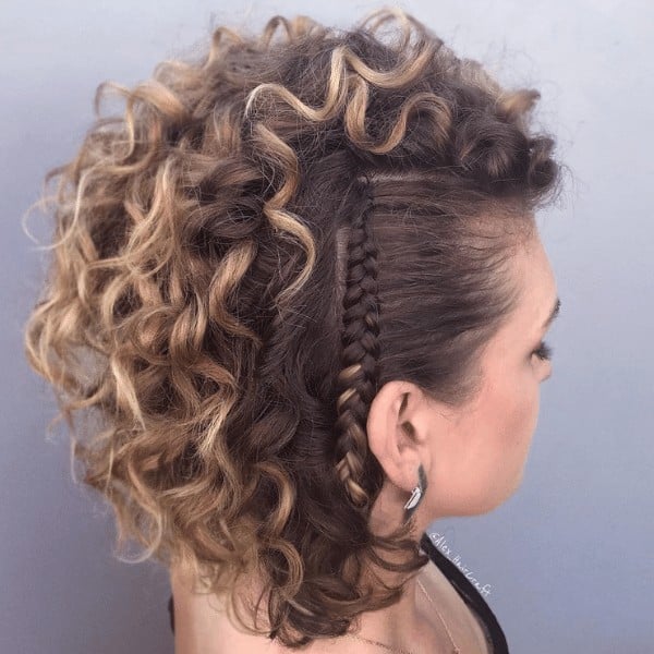 Side braids with curls