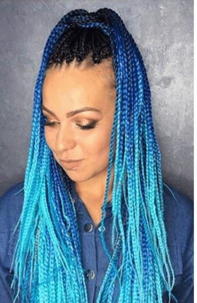 Thin braids with low blue lights