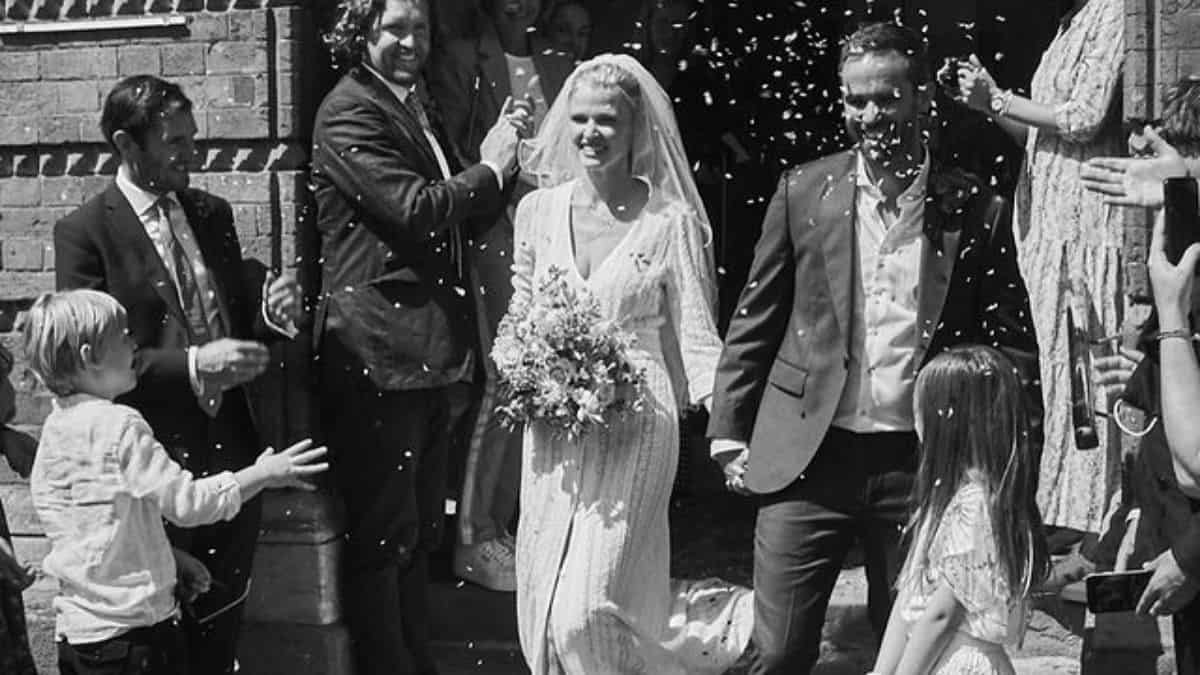 Lara Stone as she ties the knot with David Grievson in a private ceremony