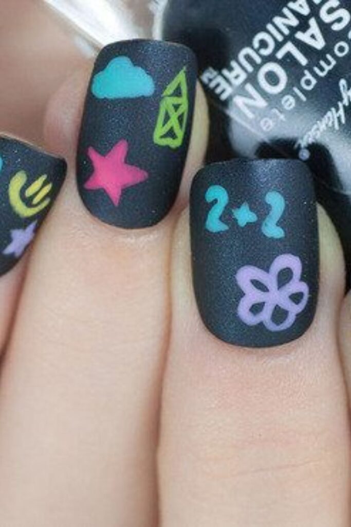 Chalkboard Nails With Doodles