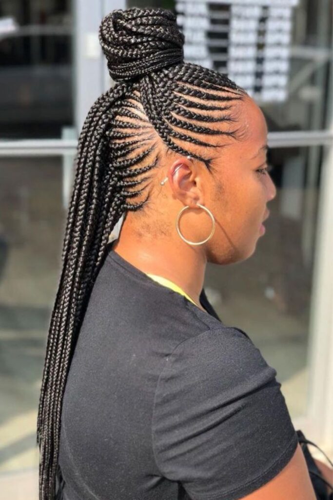 Half Up Bun With Braids