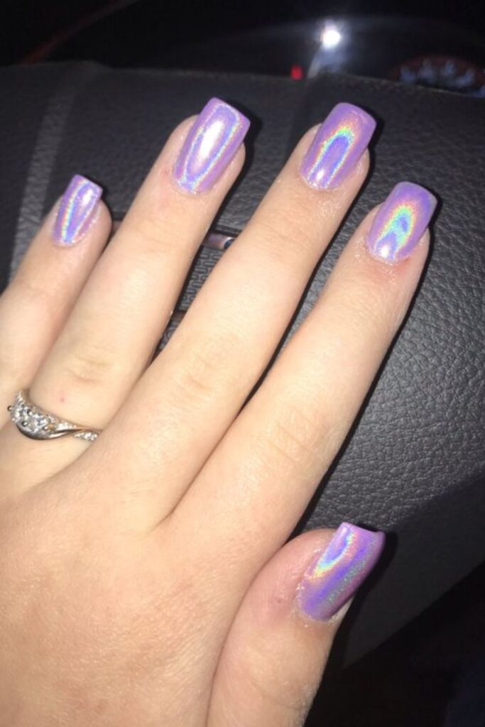 Shimmering Holographic Purple Nail