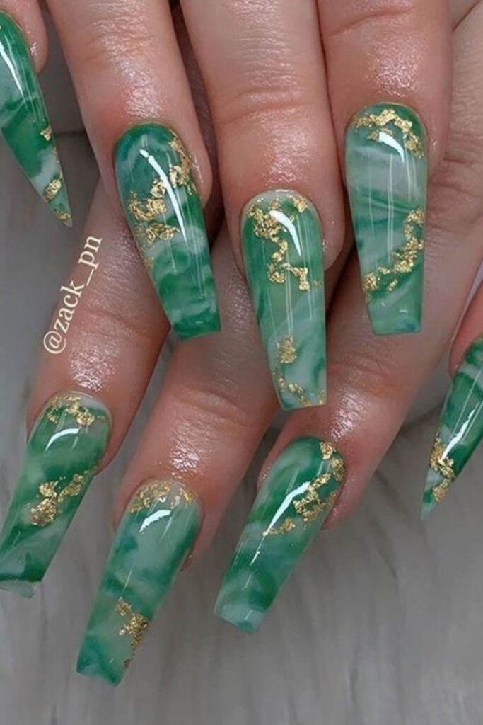 Jade Stone Marble Nail Design