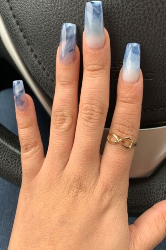 Marble Design With Ombre Nails