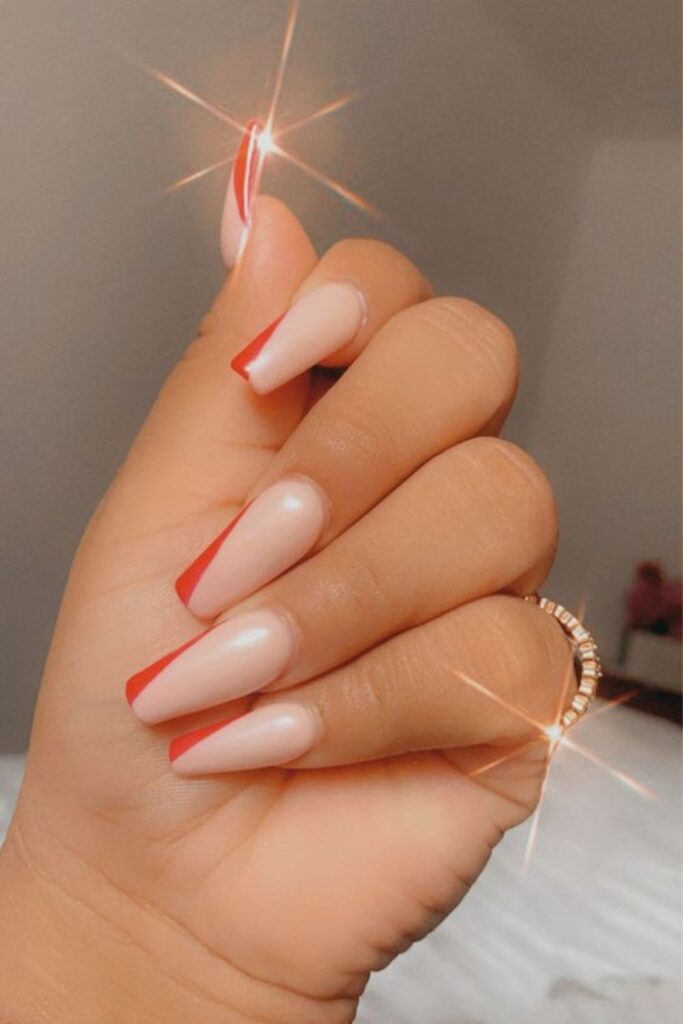 Nude With Coffin Red Nail Designs