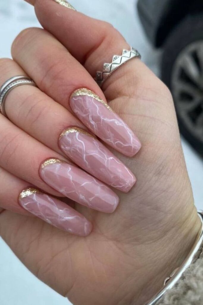 Rose Quartz Marble Nail Design