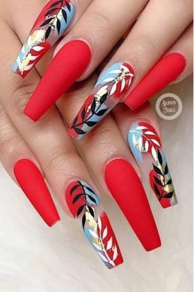 Tropical Coffin Red Nail Designs