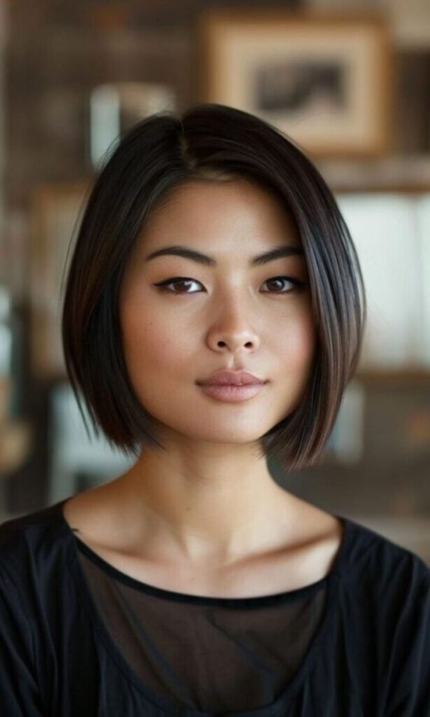 Angled Bob For Round Face