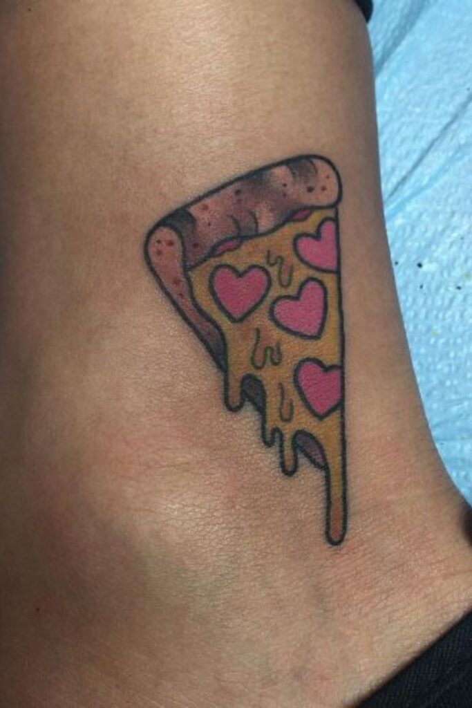 Ankle Pizza Tattoo Design