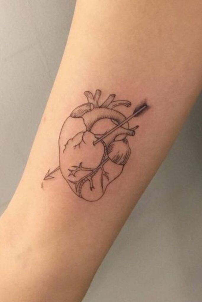 Arrow Pierced Human Heart Tattoo