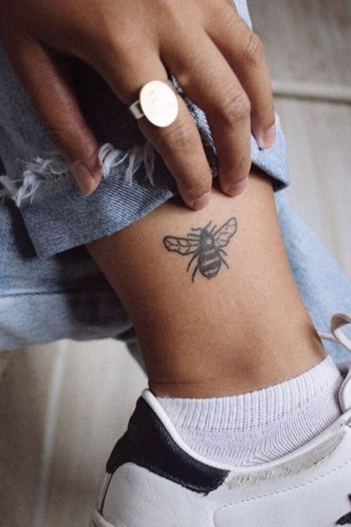 Bee-Inspired Ankle Tattoo