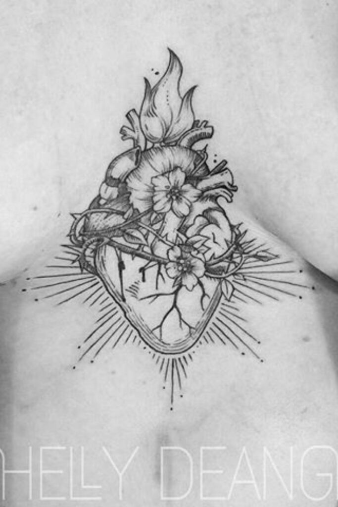 Chest Heart Tattoo Design