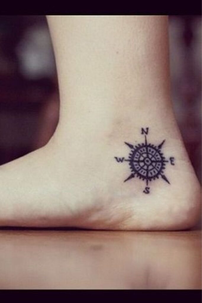 Compass Ankle Tattoo Design