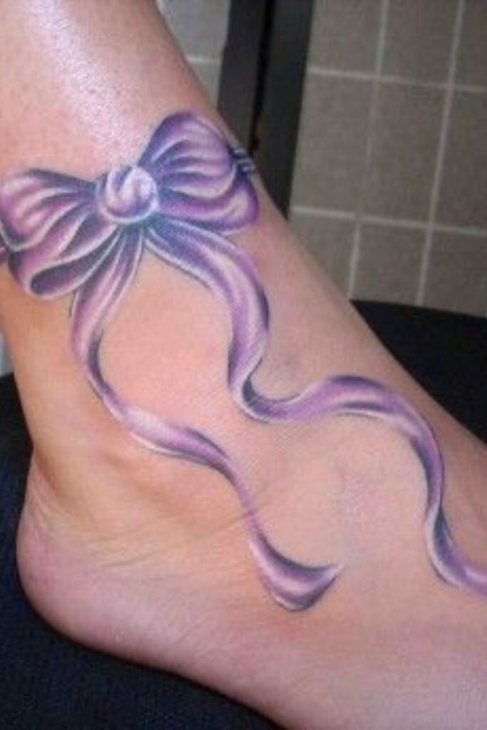 Cute Bow Tattoo On Ankle