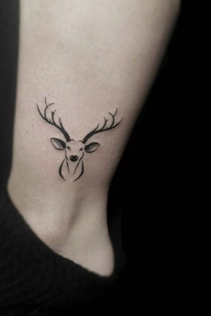 Deer-Inspired Ankle Tattoo