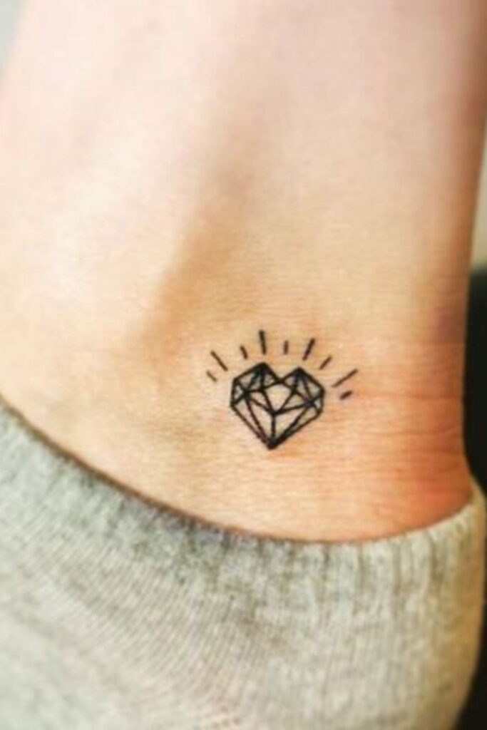 Diamond Heart Ankle Tattoo Design