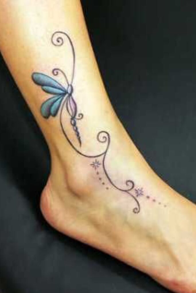 Dragonfly Ankle Tattoo Design