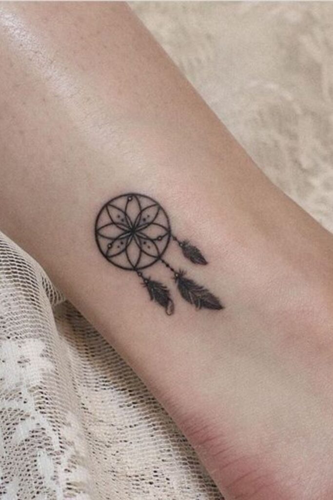 Dreamcatcher Ankle Tattoo Design