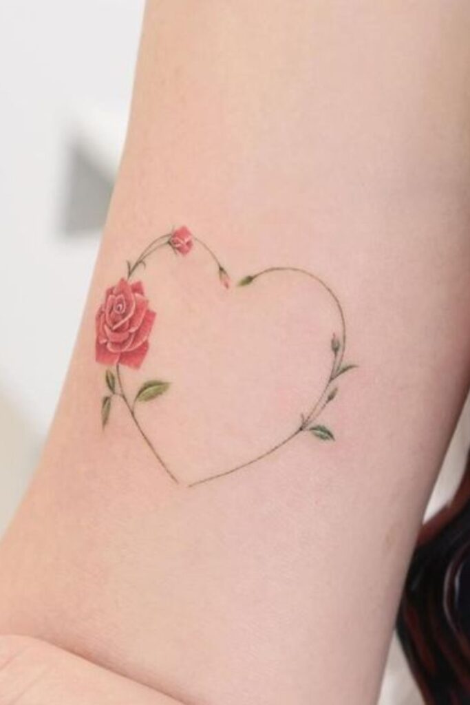 Heart Tattoo With Rose