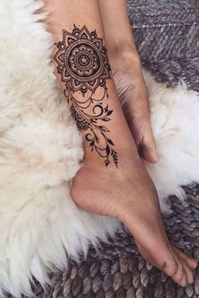 Mandala-Inspired Ankle Tattoo