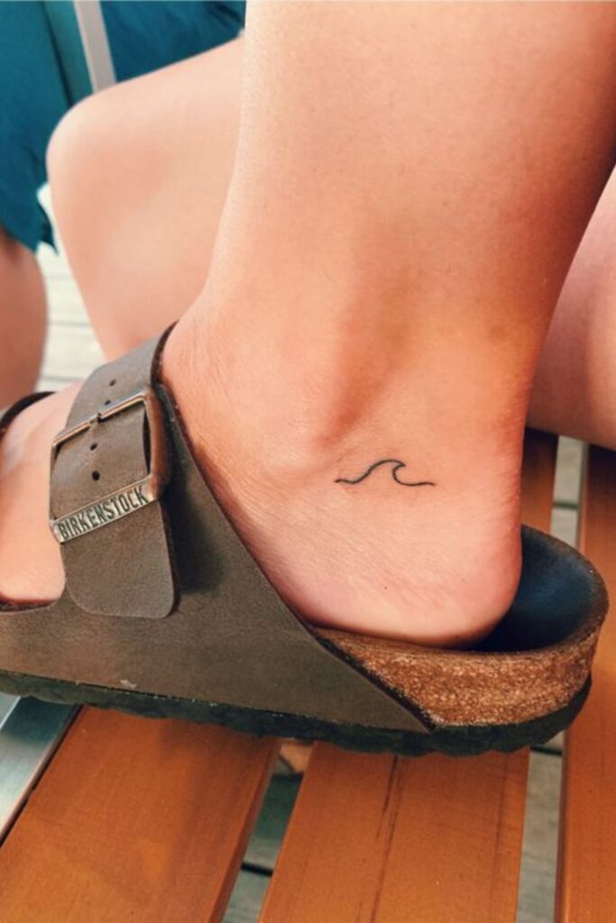 Mini Wave Ankle Tattoo Design