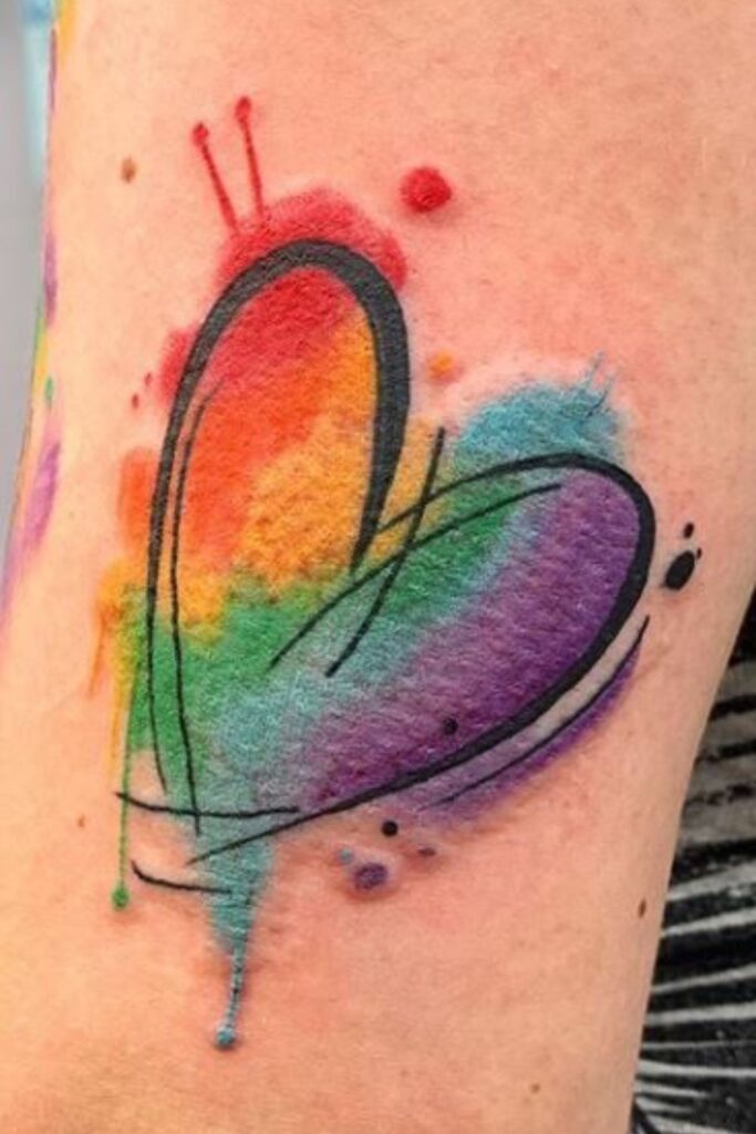 Rainbow Heart Tattoo Design