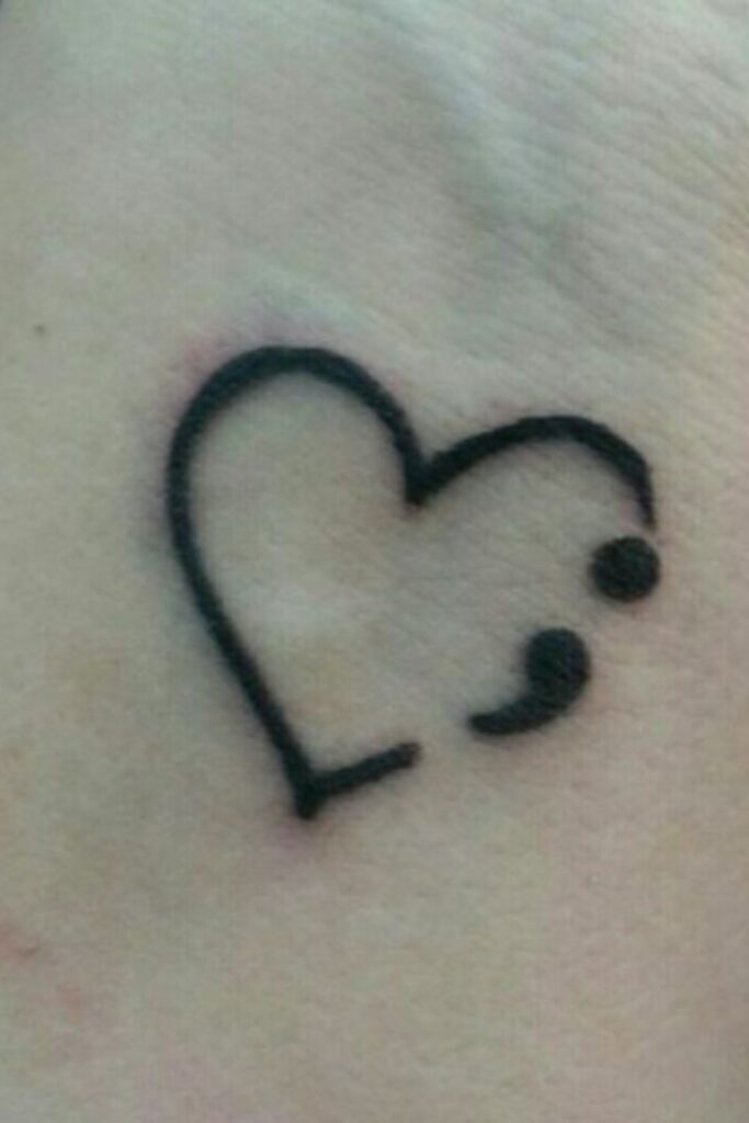 Semicolon Heart Tattoo Design