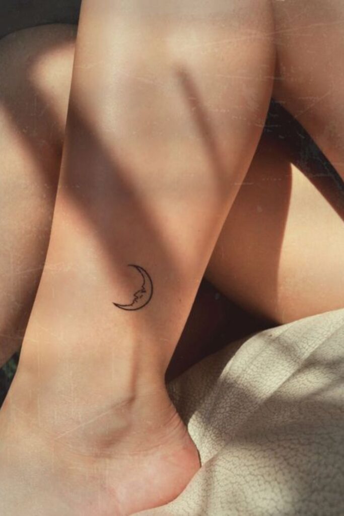 Simple Moon Ankle Tattoo Design