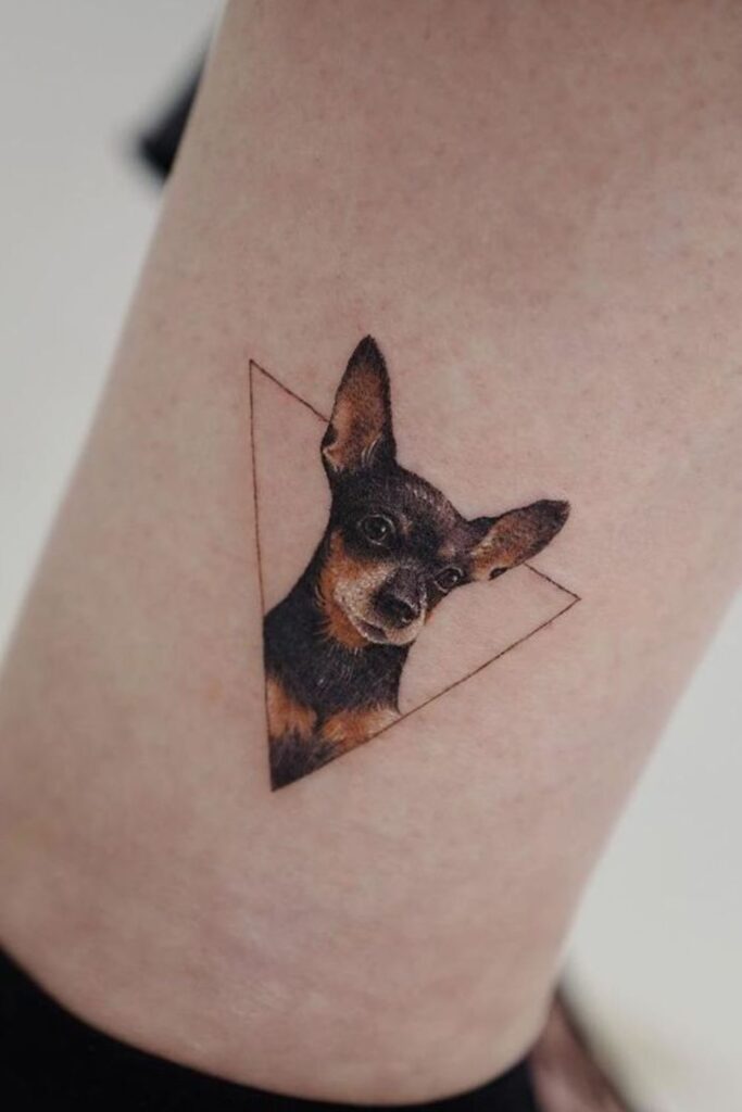 Triangle Inspired Dog Ankle Tattoo