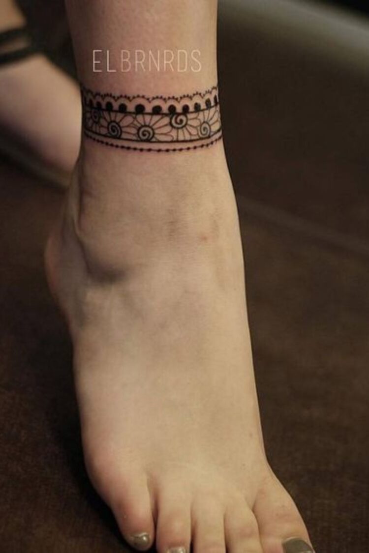 25 Ankle Tattoos For Women To Try In 2024   Tribal Ankle Tattoo Design 750x1125 