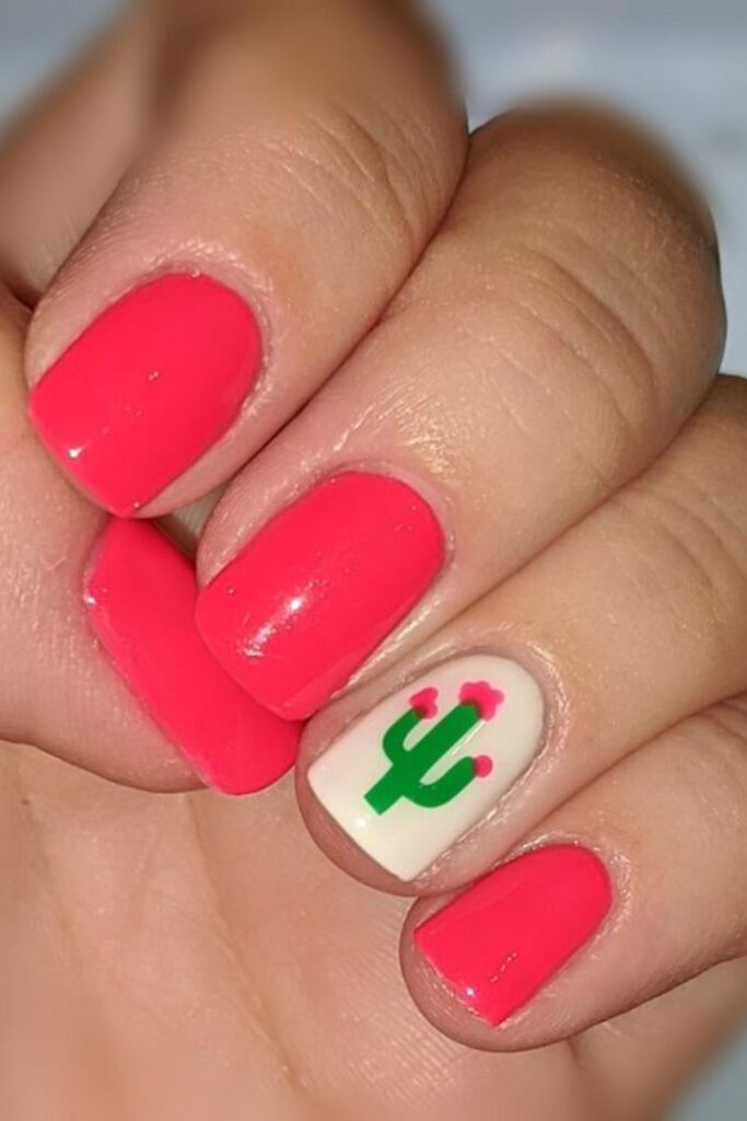Cactus Hot Pink Nails