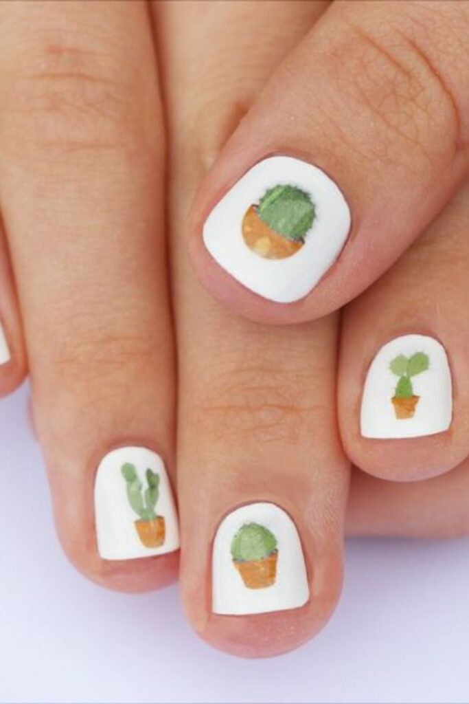 Cactus Print Nails