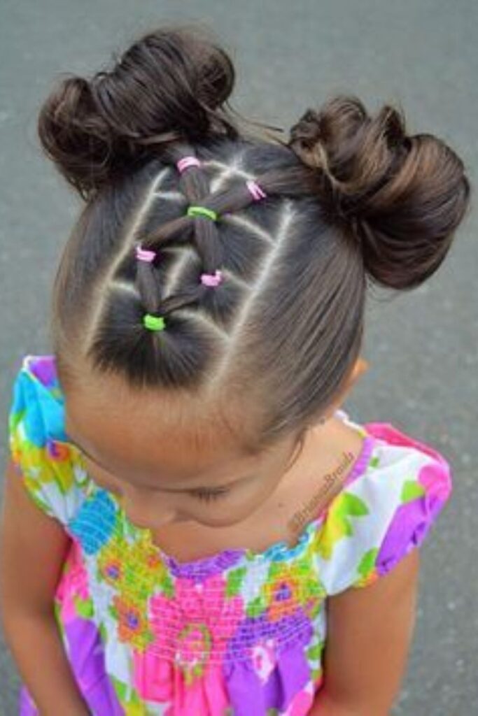 Dual Buns With Criss Cross Hairstyle