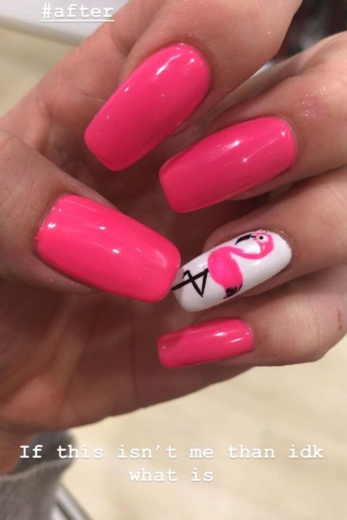 Pink Flamingo Nails