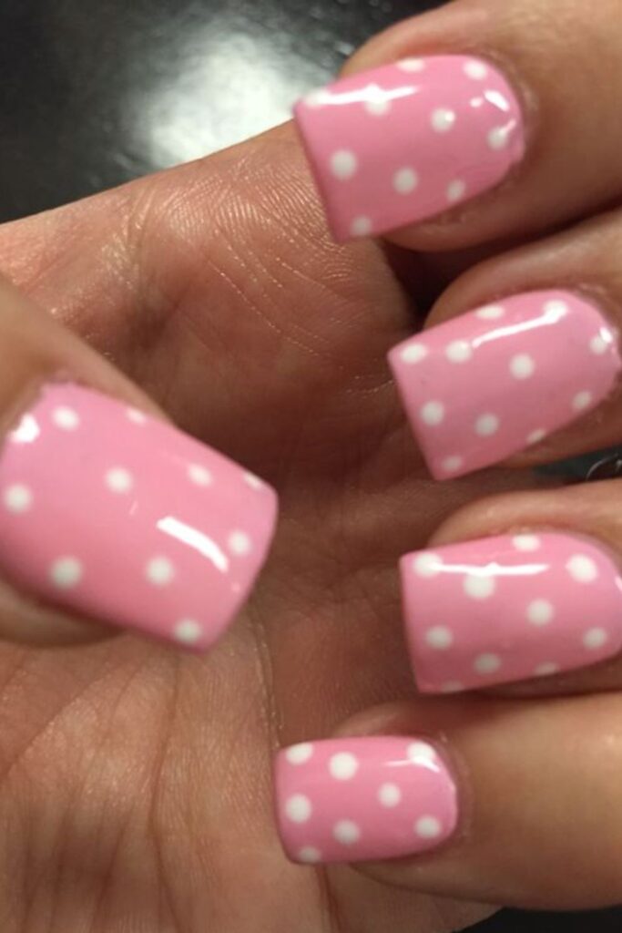 Pink Polka Dot Nail Design