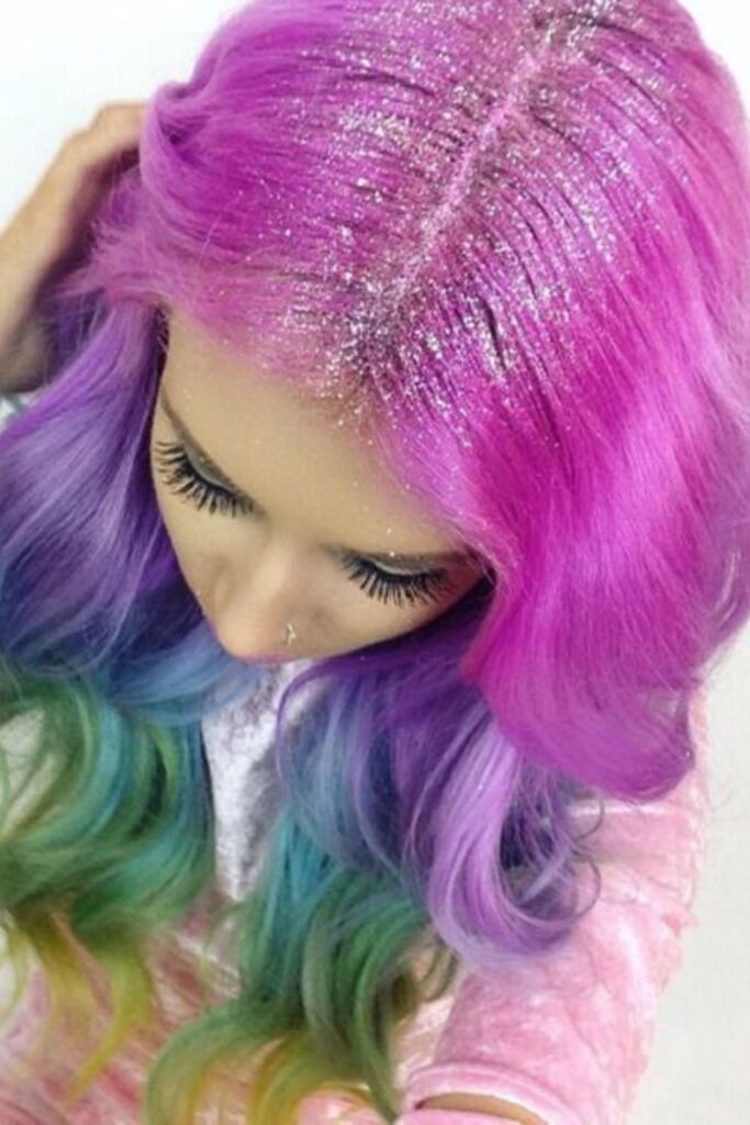 Rainbow Hair With Glitter