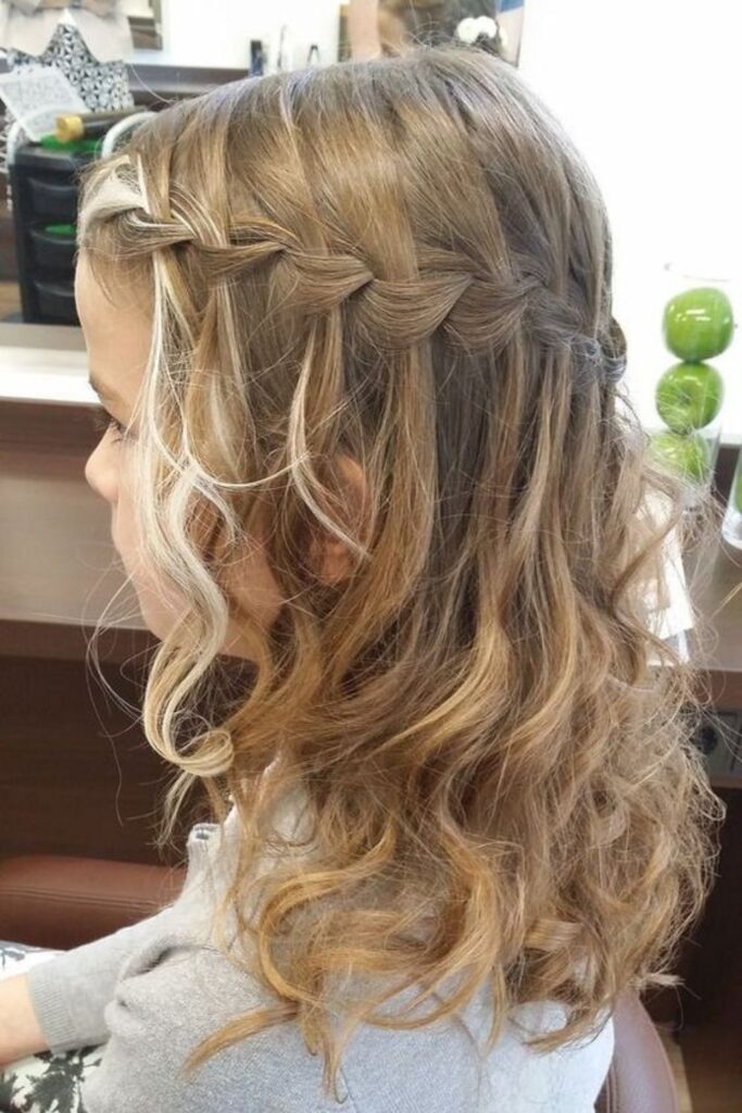 Waterfall Braid With Curly Hair