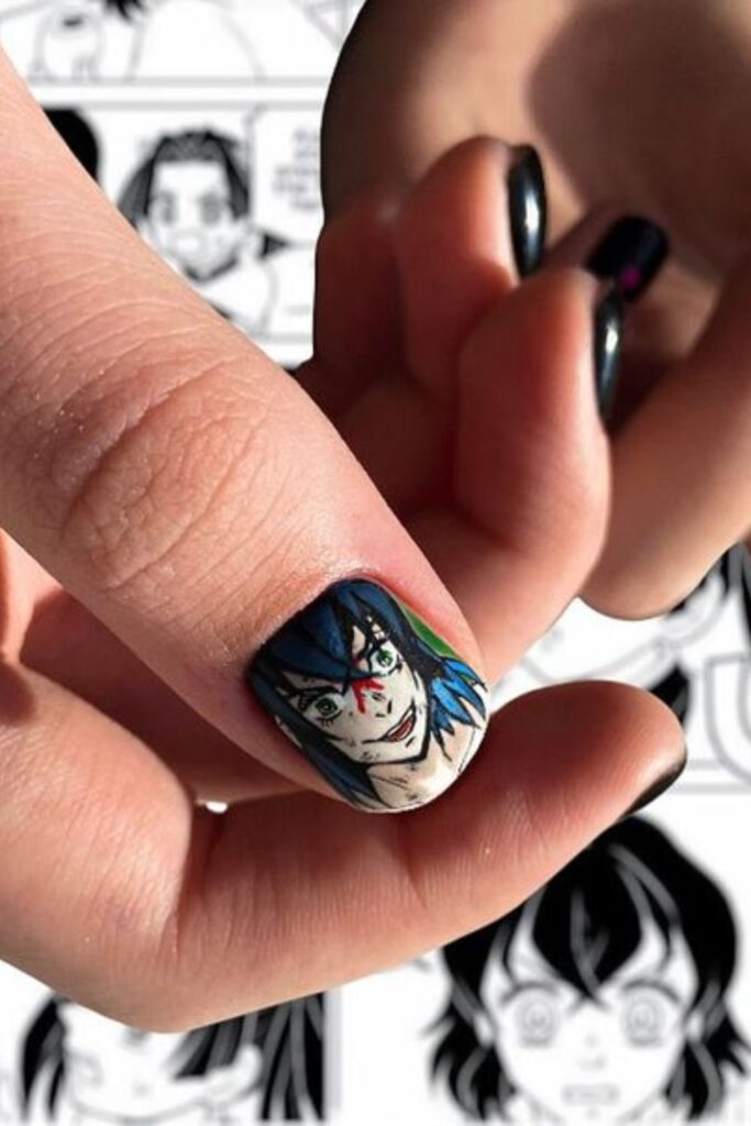 Comic Inosuke Inspired Nails