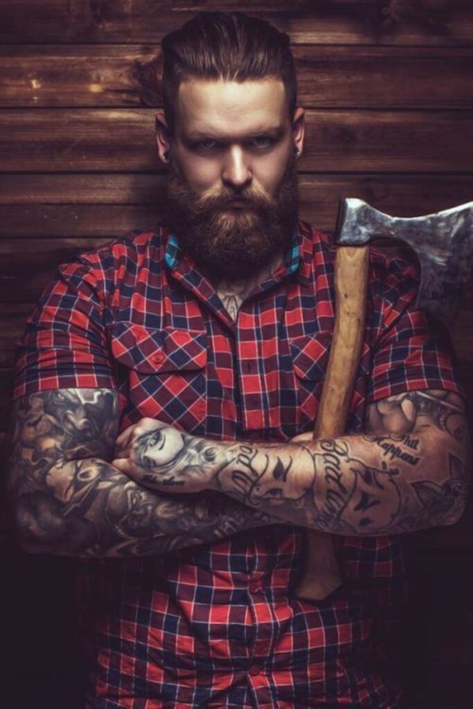 Lumberjack Beard with Plaid Shirt