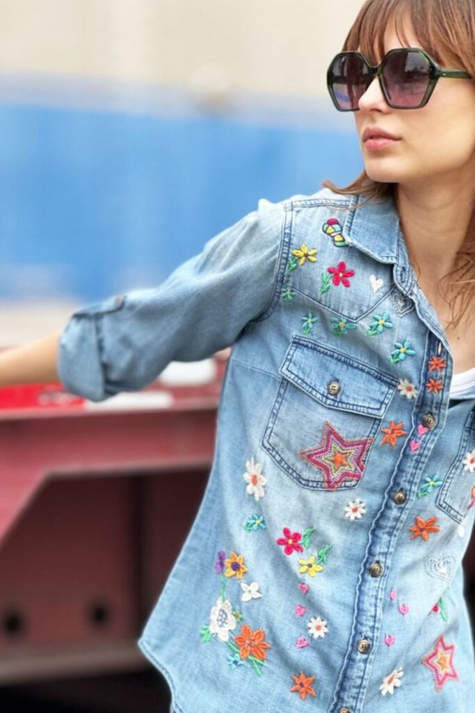 Embroidered Shirt and Denim