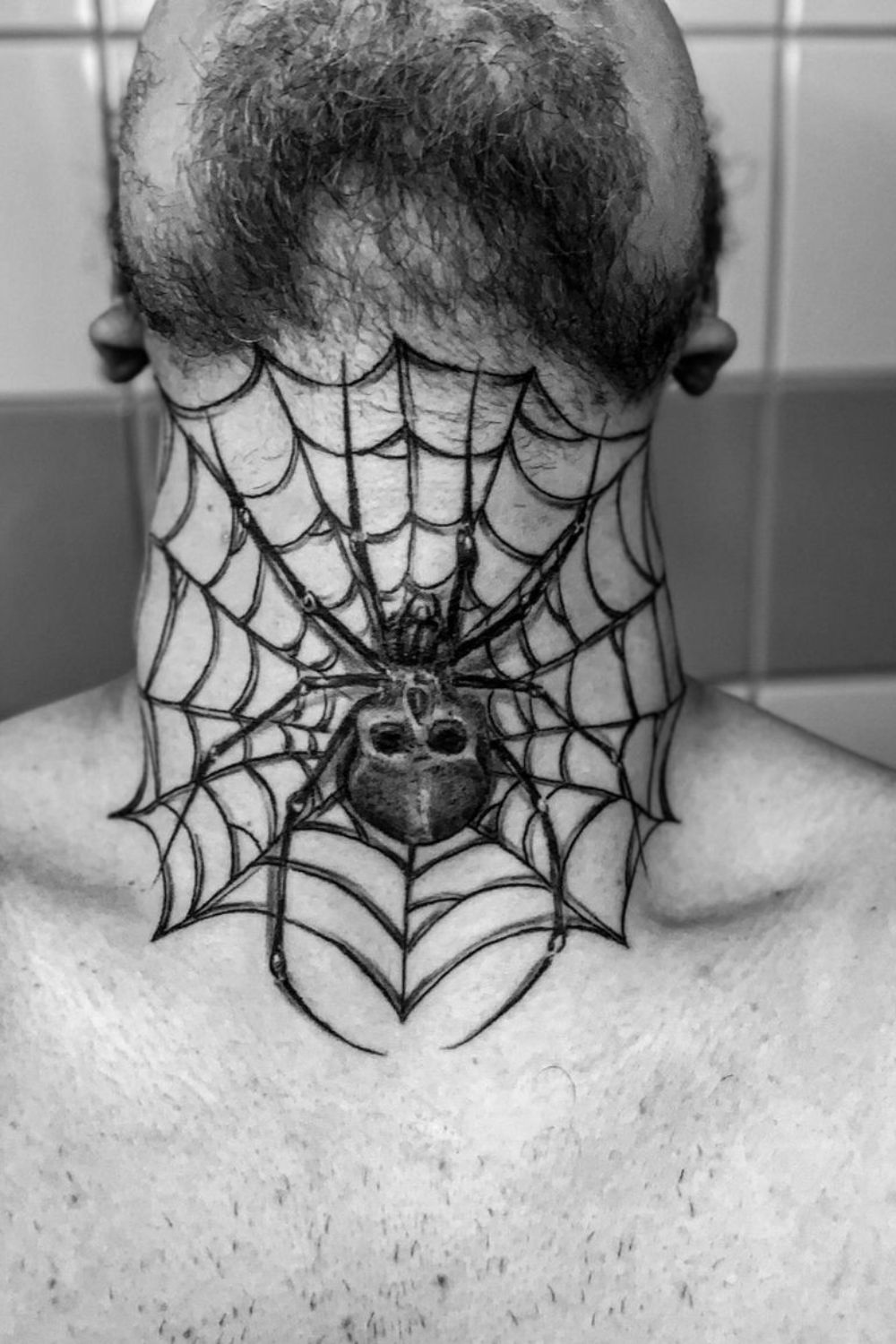 15 Edgy Spider Web Neck Tattoo Ideas