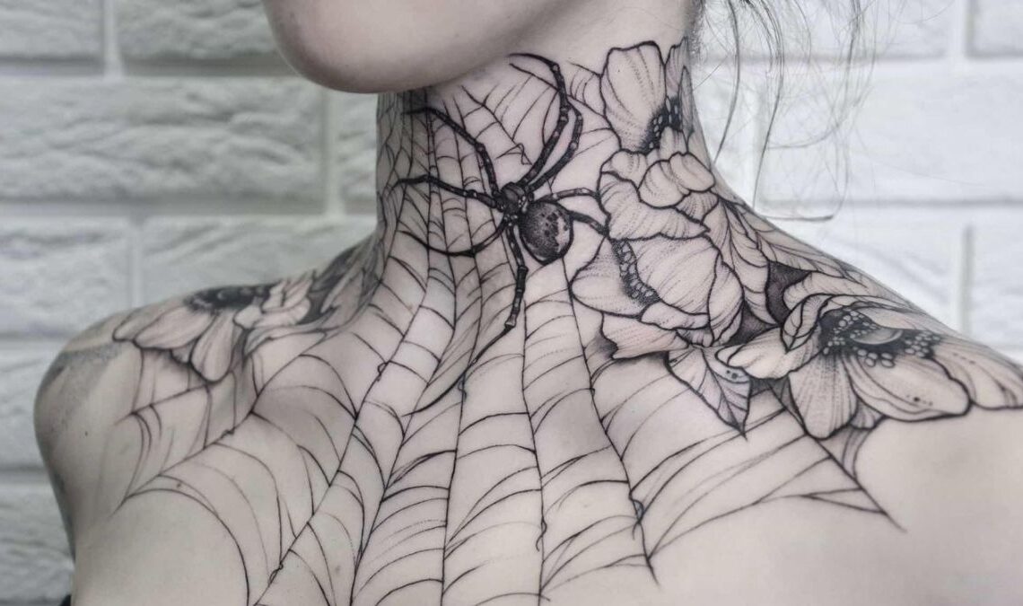 Spider Neck Tattoo Designs